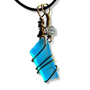 Blue Sea Glass Necklace